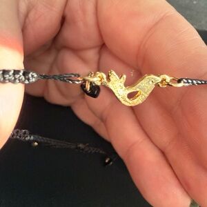 Gold and Black Bird Charm Bracelet